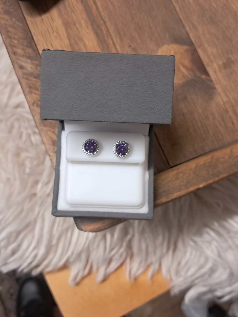 Stunning Purple Moissanite Halo Stud Earrings - 925 Sterling Silver NWT